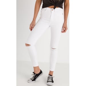 7/8 Jeans for women cotton on women - the skinny high rise 7/8 jean - white knee slash NGKUELN