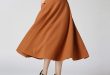 A-Line Skirts 2018 winter skirt long calf-length wool blend skirt belt solid a line skirts  women WYXSTAL