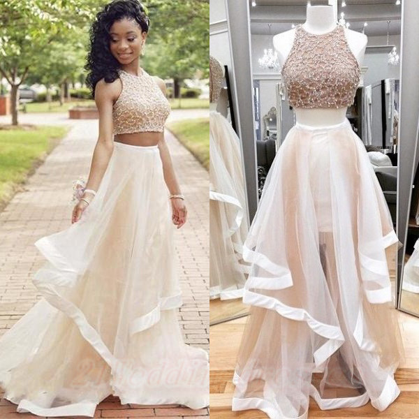 Beautiful prom dresses modest two pieces long prom dresses for teens,sparkly prom dresses,pretty  party dresses VIVXYLT