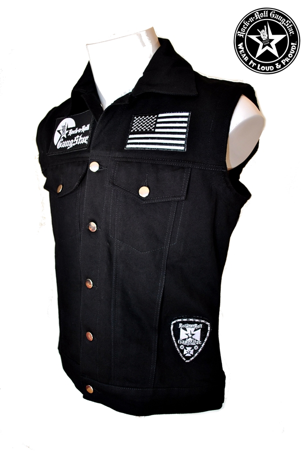 Biker Clothing wear it loud u0026 proud! tm denim biker vest with custom patch work silver UKALMGG