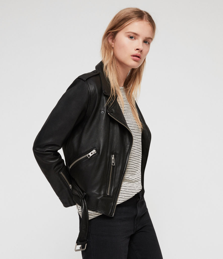 Biker Jackets womens balfern leather biker jacket (black) - image 2 TQCWIXE