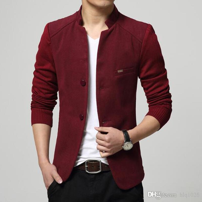 blazer for men online cheap fashion mens blazer patchwork suits for men top quality red  blazers slim fit VOONFUH