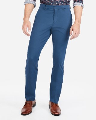 Blue Mens Trousers express view · slim performance stretch easy care cotton dress pant PULIOBX