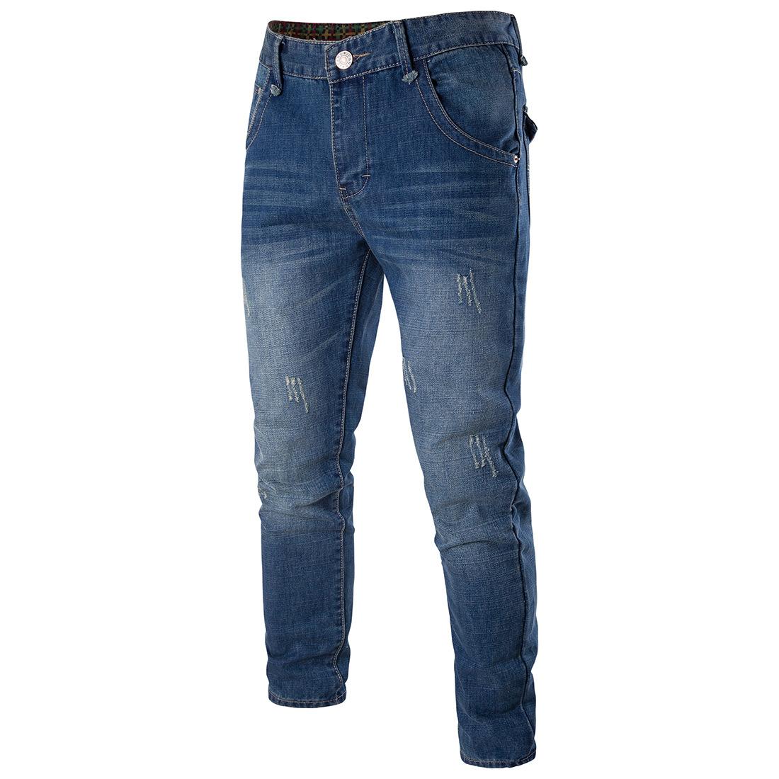 Blue Mens Trousers online cheap new men denim pants high waist jeans for boy blue zipper  vintage retro KRIBMYE