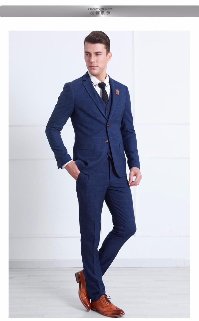Blue men’s suits brand mens suit wedding suits for men royal blue plaid tuxedo slim fit suits  wedding UNYQYLM