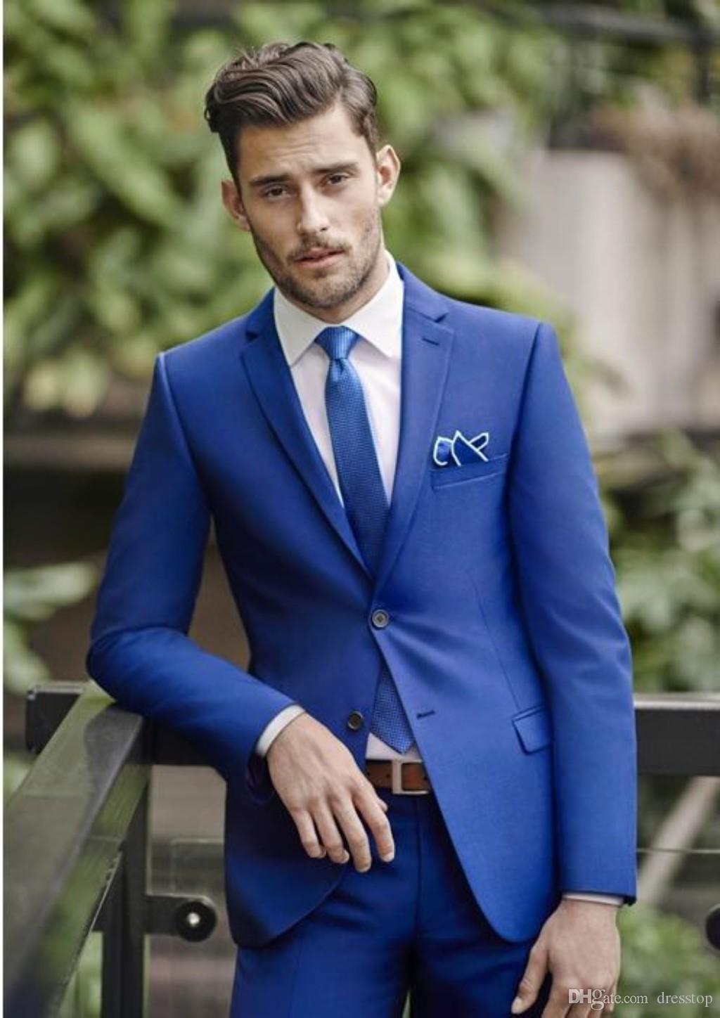Blue wedding suits are a perfect match for a spring wedding