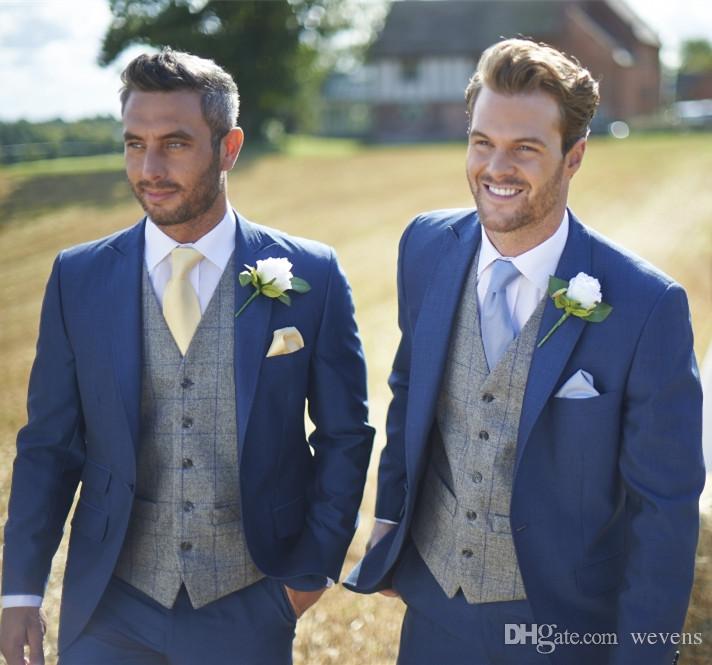 BLUE WEDDING SUITS hot sale blue wedding tuxedos slim fit suits for men custom jacket vest and  pants SLRHVRK