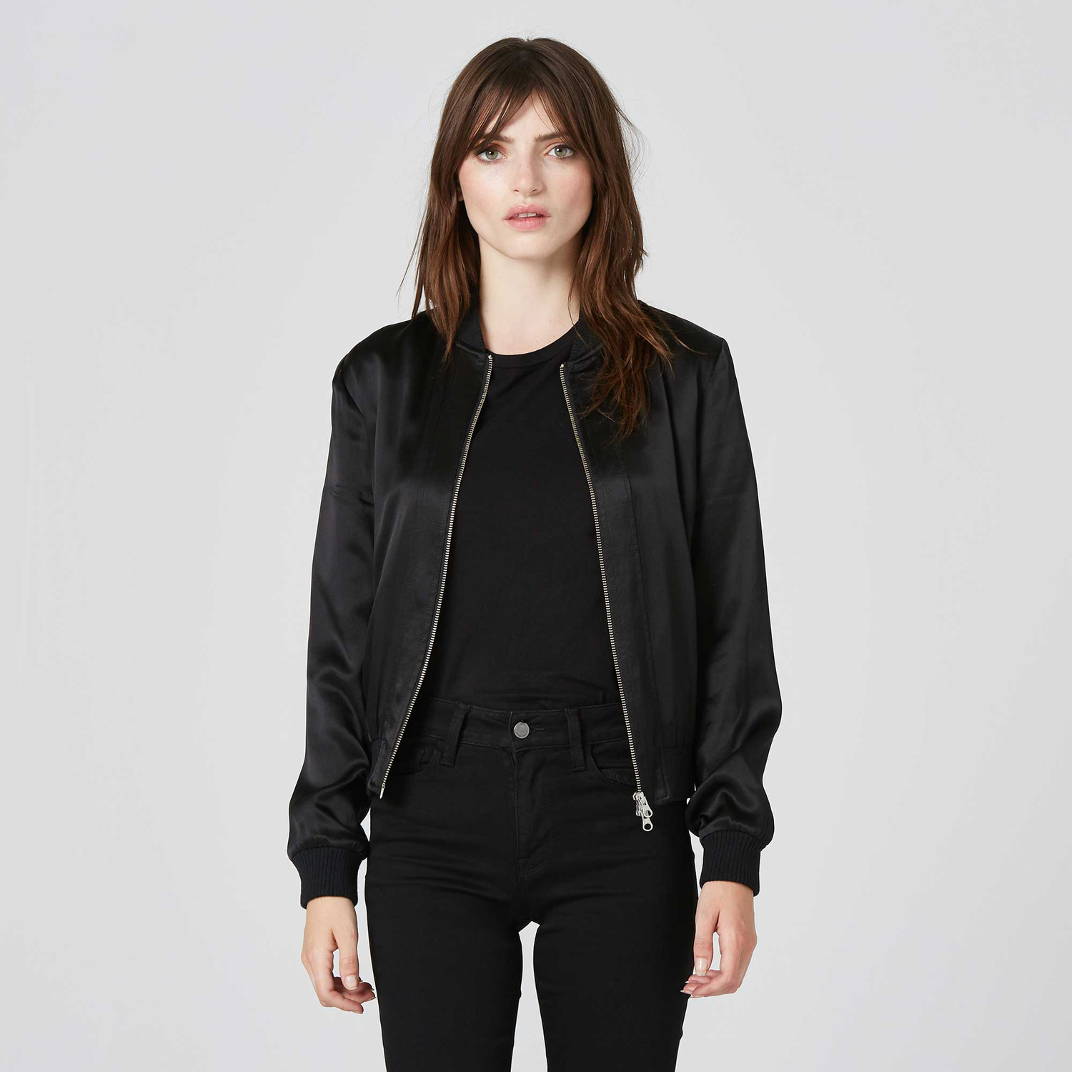 Bomber Jackets for Women womens silk bomber jacket in black SMBFHKE