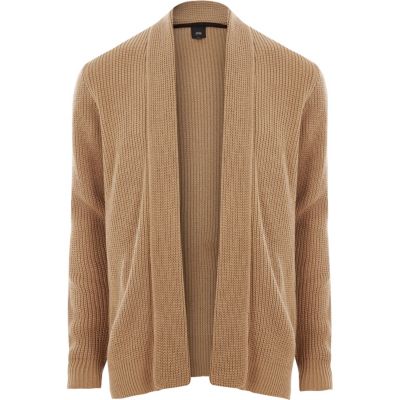 BROWN CARDIGANS light brown open front rib knit cardigan - cardigans - sweaters . VCBHDQS