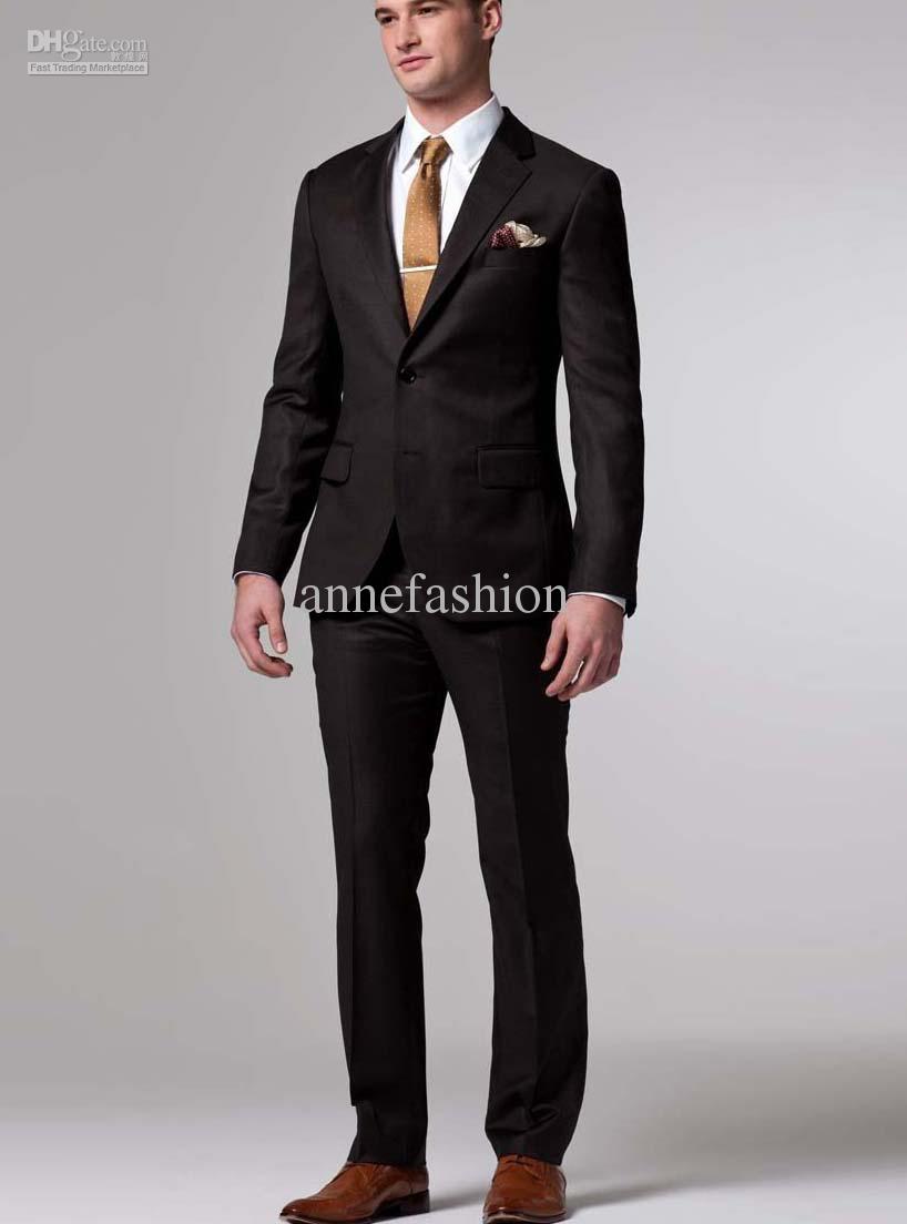 BROWN SUITS for men 2018 wholesale men business custom made suit men men suits for wedding dark brown  suit HKZLQXK