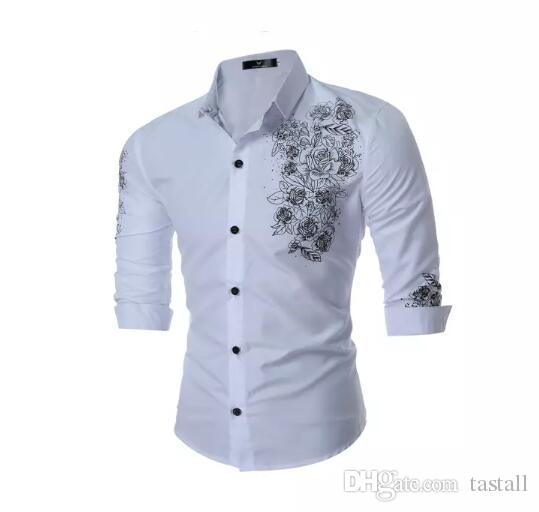 Business Shirts online cheap england style mens dress shirts fashion floral embroidery business  shirts cotton long sleeved DPWVNGR