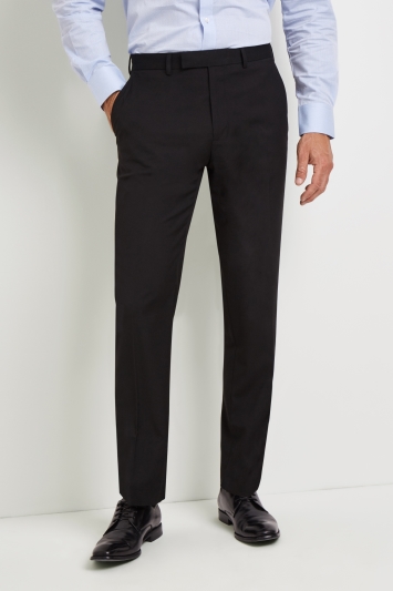 Business Trousers moss esquire regular fit machine washable black plain trousers with stretch GXOQVGG