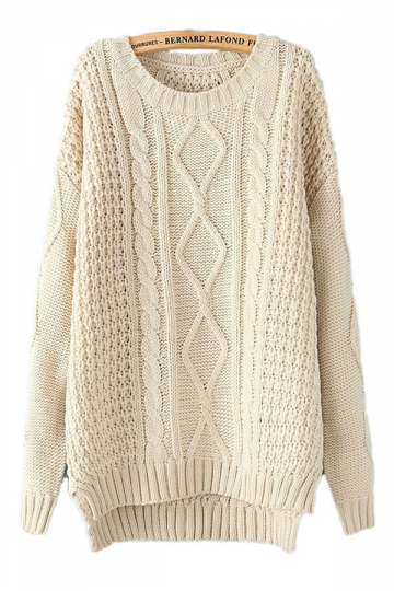 Cable Knit Sweater beige white diamond cable knit sweater JAIFJPT