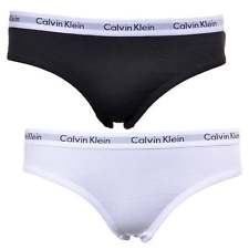 CALVIN KLEIN LADIES UNDERWEAR calvin klein girls 2 pack ck modern cotton bikini brief, black / white  knickers QUYDUNE