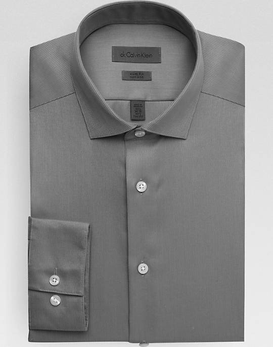 Calvin Klein Shirts calvin klein gray slim fit non-iron dress shirt - mens slim fit, shirts HIQQAFV