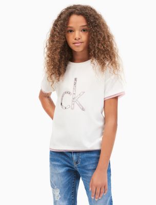 Calvin Klein Shirts girls velvet ck logo t-shirt ZOEAULR