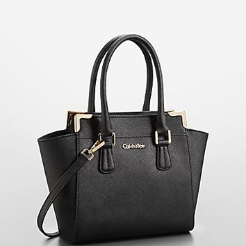 CALVIN KLEIN SMALL BAGS saffiano leather small winged tote bag | calvin klein DKCEQBT