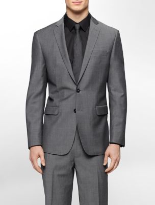 Calvin Klein suits body slim fit grey tick suit jacket FVJMYFH
