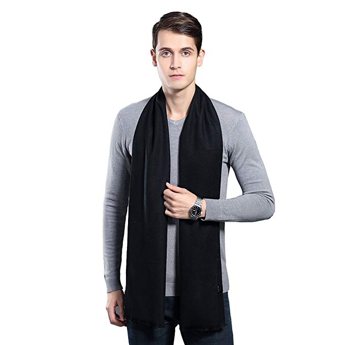 Cashmere scarf for men mens winter cashmere scarf - ohayomi fashion formal soft scarves for men (black) WPMZMVC