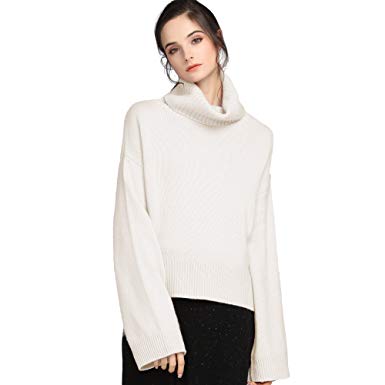Cashmere Sweater for Women chesslyre ivory cashmere sweater turtleneck women,womans cashmere sweater  wide sleeves cashmere winter sweater WQGMWMK
