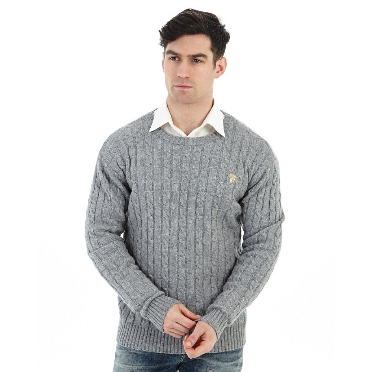 Cashmere sweater guinness grey cable knit cotton/cashmere sweater YGKPJZC