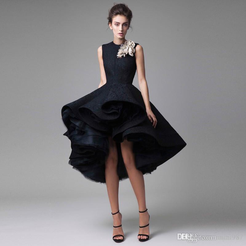 Chic Evening Dresses 2017 new chic prom dresses hand made flower unique high low short formal  evening party QELQTMB