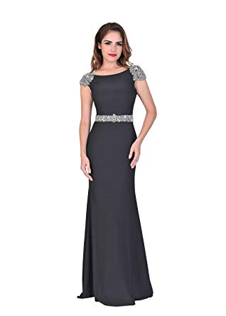 Chic Evening Dresses chic belle cap sleeve long prom dresses beading evening gowns us size 12 SRNPGPD