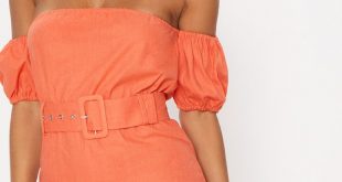 Day Dresses orange belt detail bardot shift dress LPFOQBF