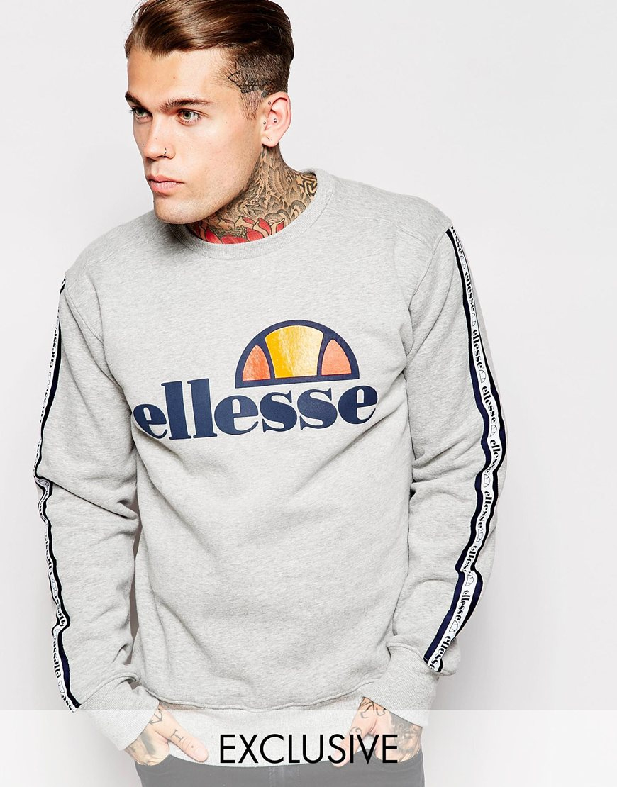 Ellesse Sweaters lyst - ellesse sweatshirt with taping in gray for men RJOLXBI