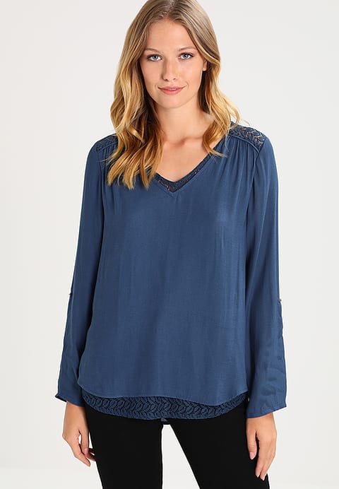 ESPRIT WOMEN’S CLOTHING edc by esprit double layer - blouse - petrol blue womens clothing fp41215 XOYYICL