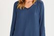 ESPRIT WOMEN’S CLOTHING edc by esprit double layer - blouse - petrol blue womens clothing fp41215 XOYYICL