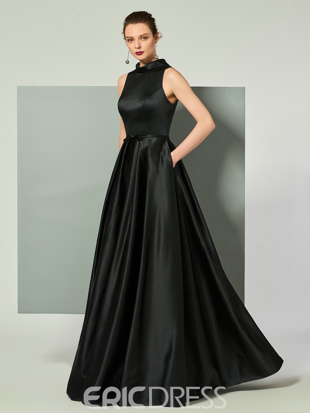 Evening Dress with Collar Collar ericdress vintage high collar satin floor length long evening dress ... WETMQCF