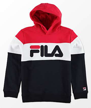 Fila Sweaters fila boys color blocked red, white u0026 blue hoodie WLBNLKG