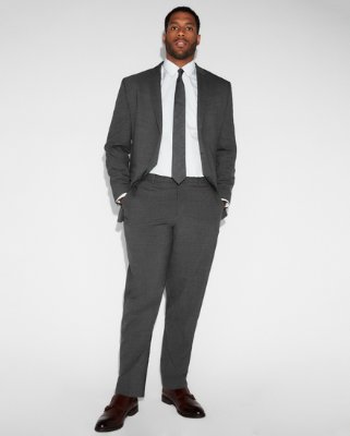 Fitted Suits express view · slim charcoal gray check stretch wool-blend suit pant LPNIHJO