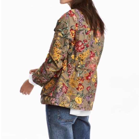 Floral Patterned Jackets hu0026m floral patterned cargo jacket MIHBBXY