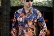 Floral Print Shirts camiseta psg 2017 cashew flower floral print fancy shirts mens see through  shirts transparent mens DWQZVHW