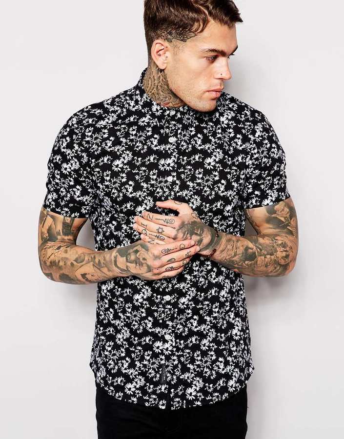 Floral Print Shirts ... religion short sleeve shirt with all over floral print ... DMNXCSX