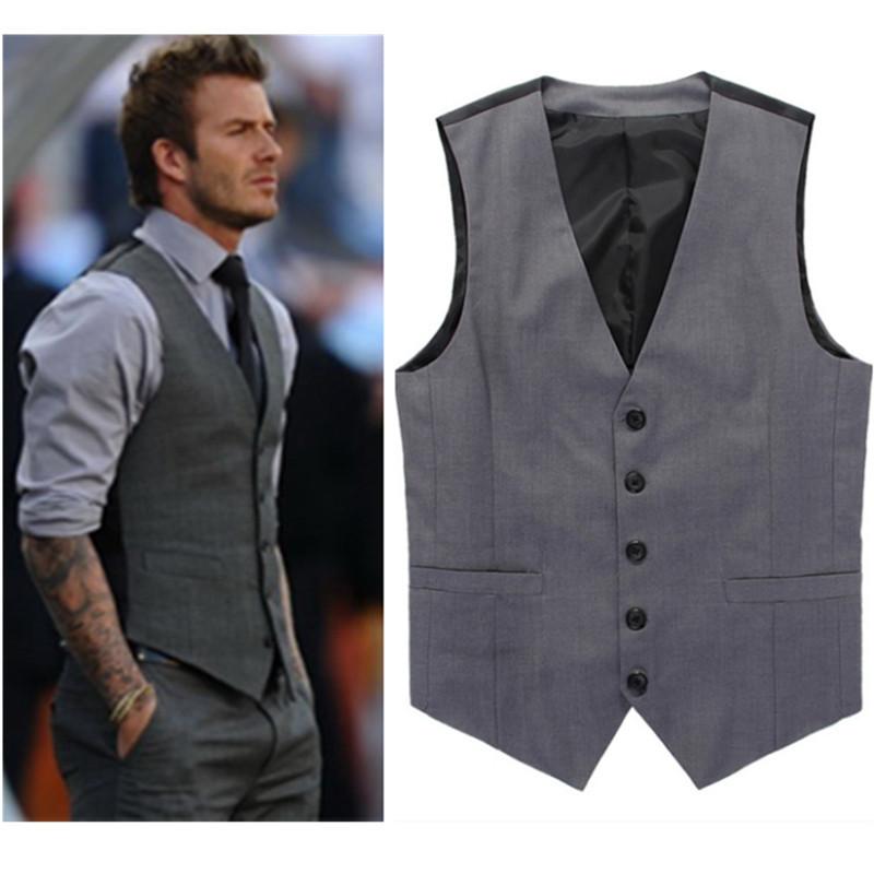 Formal Men’s Clothing 2018 wholesale grey slim fit dress vests for men david beckham formal mens CRNIDXO