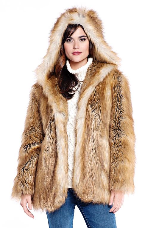 Fur Jackets for Women gold fox hooded faux fur jacket - 1 ... RWNBRJX