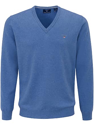 Gant pullovers gant v neck pullover in 100% new milled wool gant blue HYAACMT