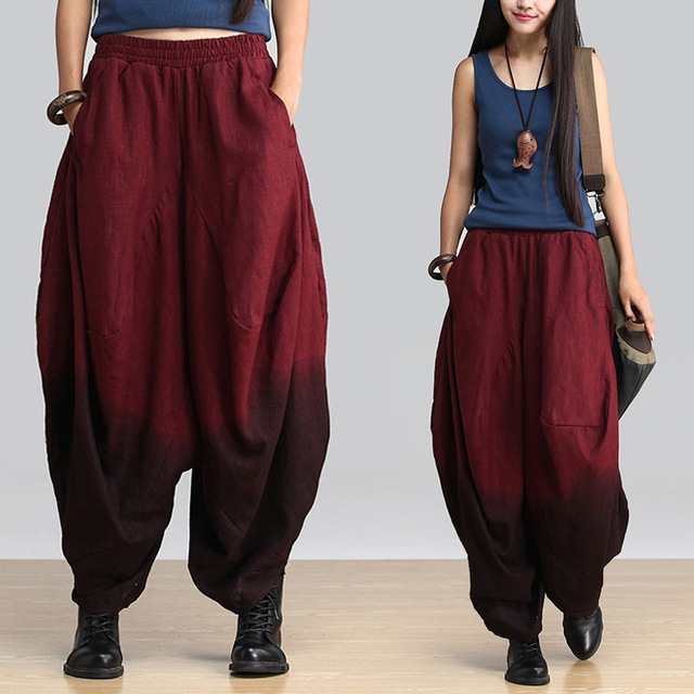Harem pants for ladies new 2015 women pants gradient high waist casual pants plus size national  trend harem pants RDTOAQM