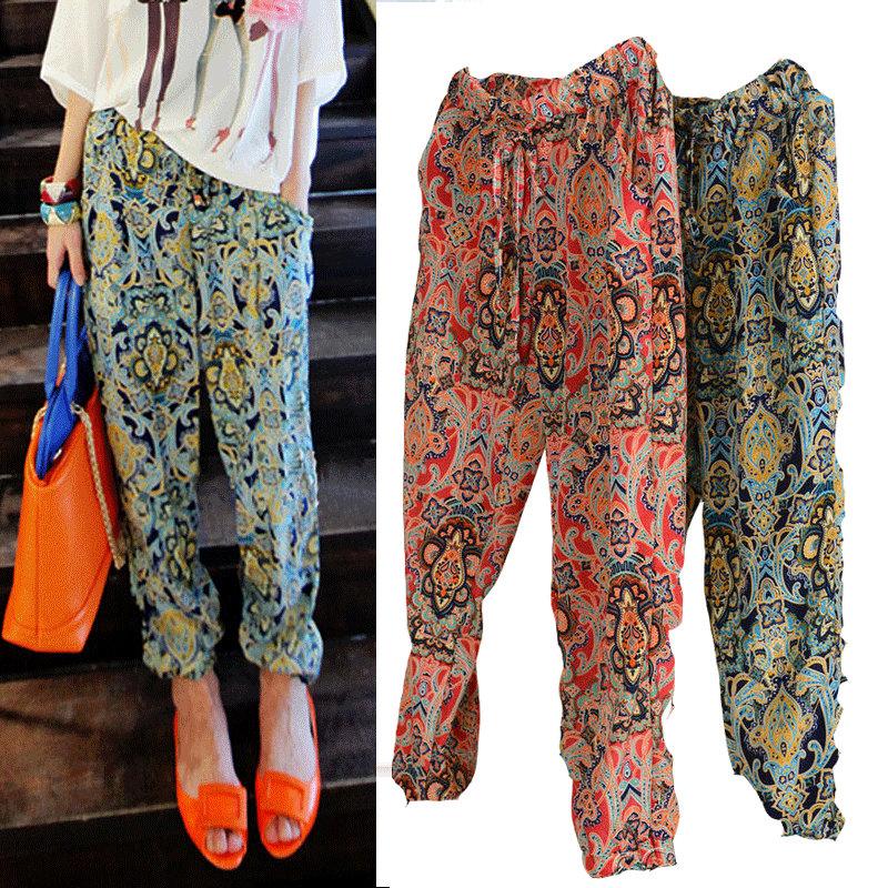 Harem pants for ladies online cheap women korean floral chiffon harem pants women ladies plus size  fashion flower printed FSMZOEZ