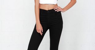 high waist jeans with crop top torch in the night black high-waisted skinny jeans FZJHUHM