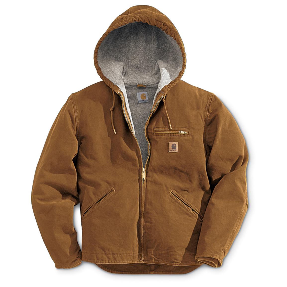 Hooded Jackets carhartt sandstone sierrra hooded workwear jacket, brown QEGUTAH