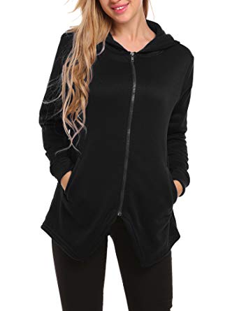 Hooded sweat jackets beautyuu women zipper outdoor hooded sweatshirt front pocket jacket coat  size small LWRTKKT