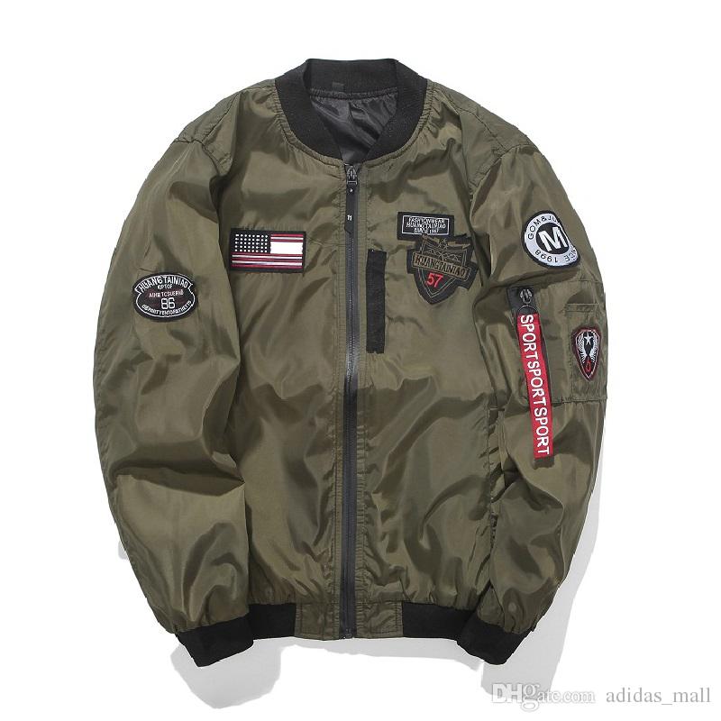 Jackets with Patches army green bomber jacket men with patches 2017 autumn mens flight jacket  patch slim fit VZDCKNE
