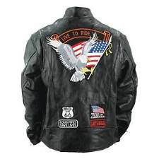 Jackets with Patches item 3 mens buffalo leather jacket biker motorcycle harley rider eagle usa  flag patches -mens CQEAWKA