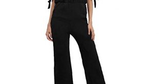 Jumpsuits for women inibud jumpsuits for women sleeve tie off shoulder wide leg chiffon (black,  s) XJJAWDP