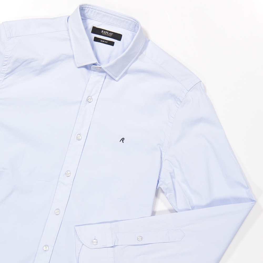 Kent Collar Shirt replay slim-fit kent collar shirt - light blue ZSVLSSF