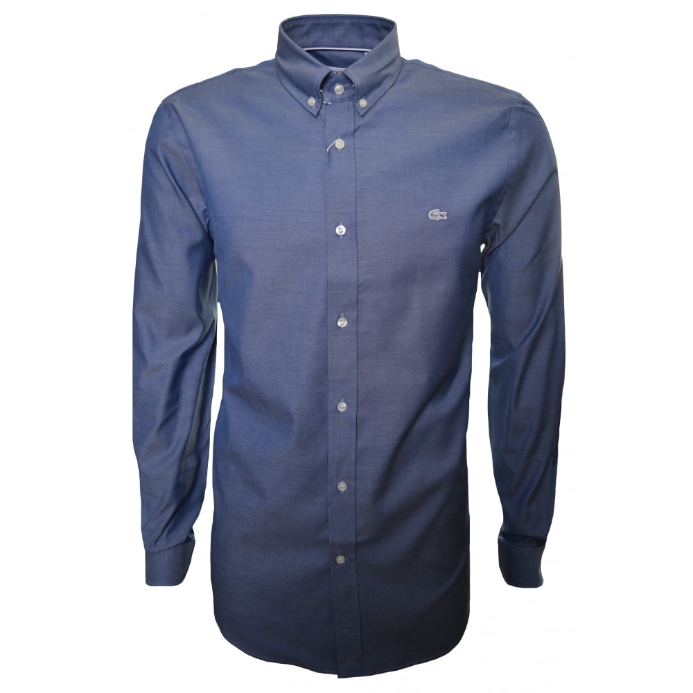 LACOSTE MENS SHIRTS lacoste menu0026#039;s regular fit dark blue long sleeve shirt BHHRICK